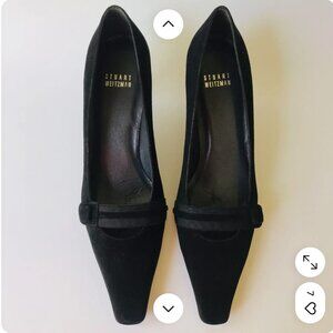 Stuart Weitzman Black Suede Leather Kitten Heel. Size 6 1/2 N